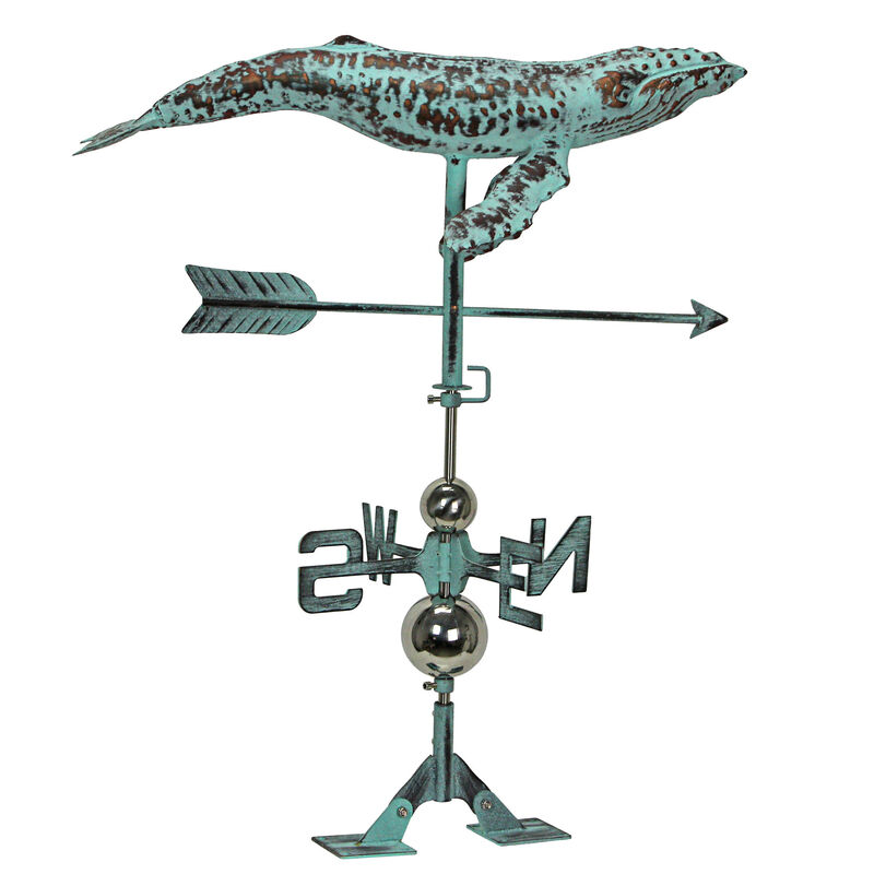Verdigris Copper Humpback Whale Weathervane Roof Mount Home Garden Decor Art image number 5
