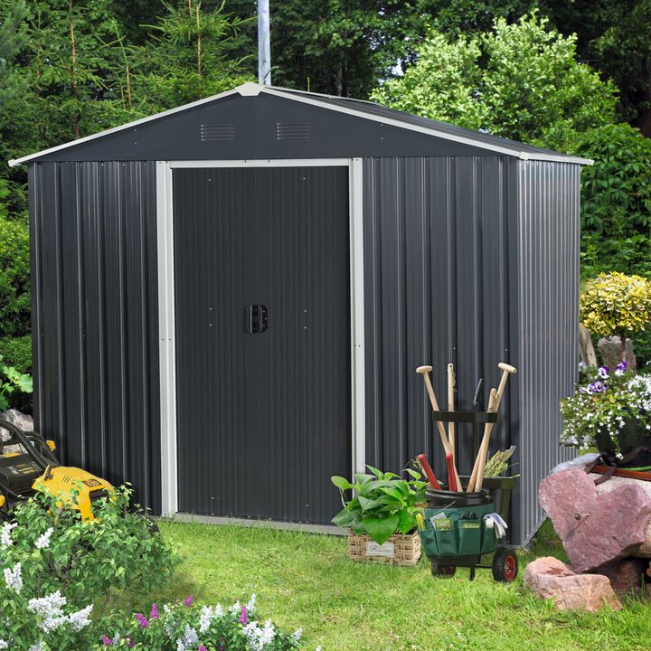 8ft x 6ft Outdoor Metal Storage Shed with Metal foundation