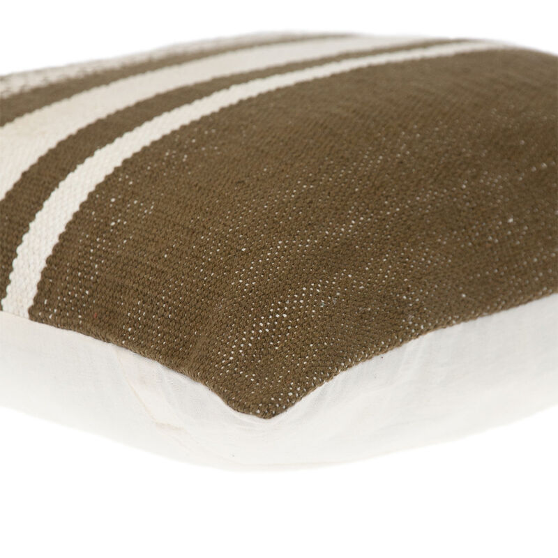 HomeRoots 18" Brown And White Cotton Striped Throw Pillow image number 4