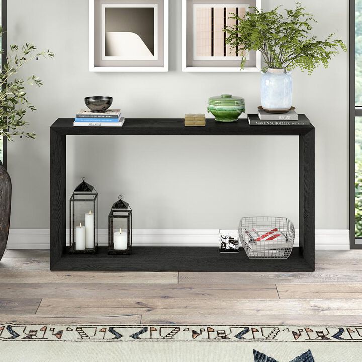 Hudson&Canal Osmond 55 Wide Rectangular Console Table in Black Grain