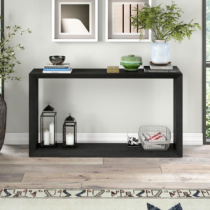 Hudson&Canal Osmond 55 Wide Rectangular Console Table in Black Grain