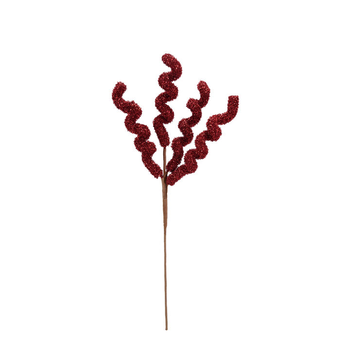 Foam and Tinsel Curly Stem, Red