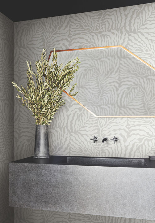 Fern Fronds Grey & White Wallpaper
