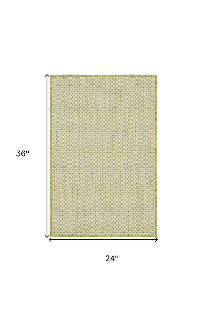 HomeRoots 2' X 3' Ivory And Green Geometric Indoor Outdoor Area Rug image number 3