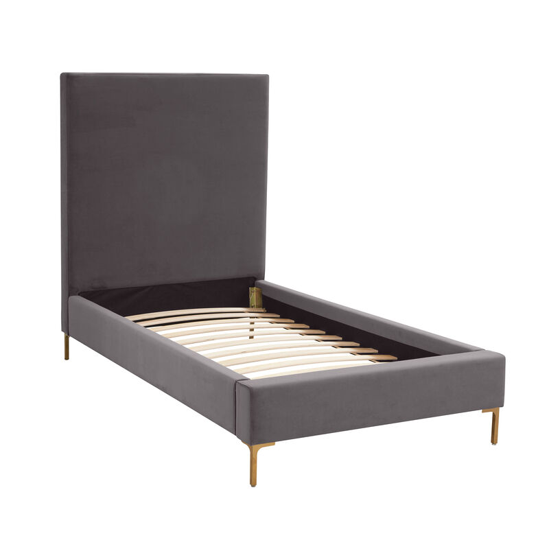 Delilah Grey Velvet Bed in Twin