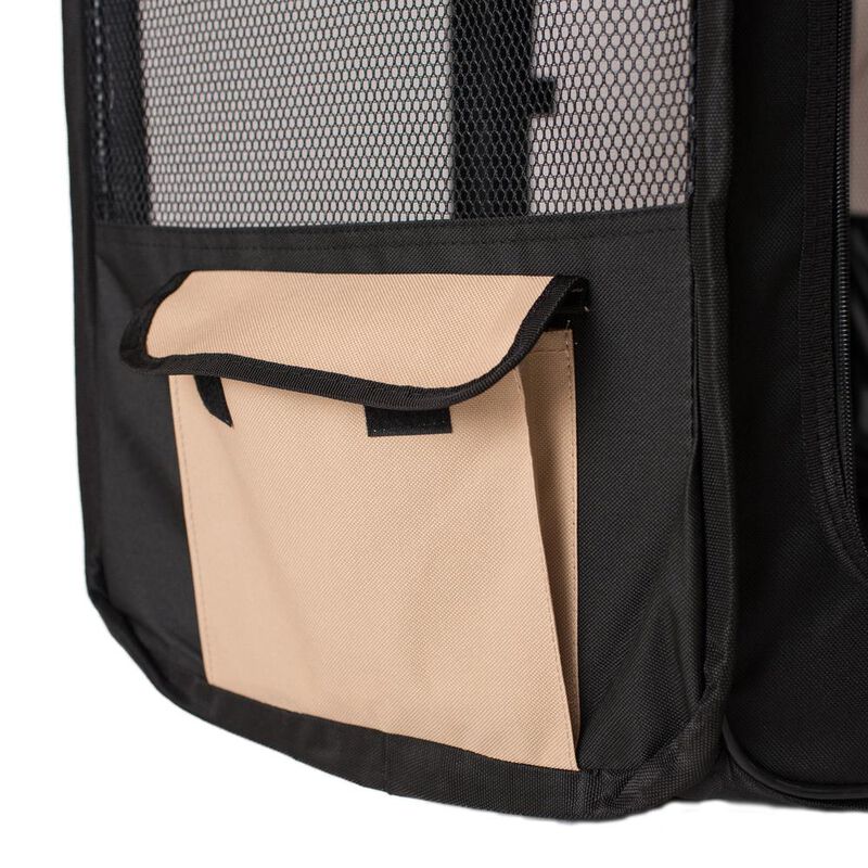Armarkat Portable Pet Playpen In Black And Beige Combo Medium