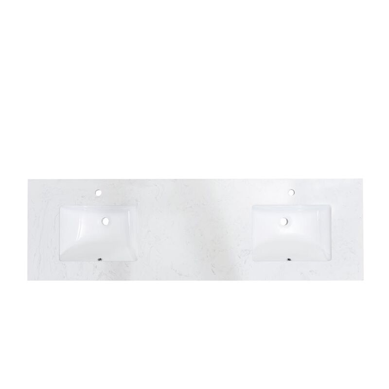 Altair 72 in. Composite Stone Vanity Top in Aosta White with White Sink