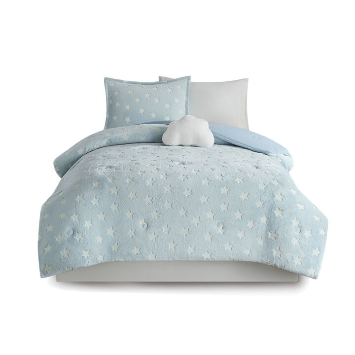 Gracie Mills Euralia Starry Night Glow-in-the-Dark Plush Comforter Set