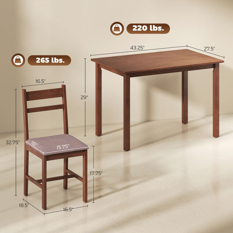 Hivvago Solid Wood Dining Table Set with Upholstered Chairs image number 2