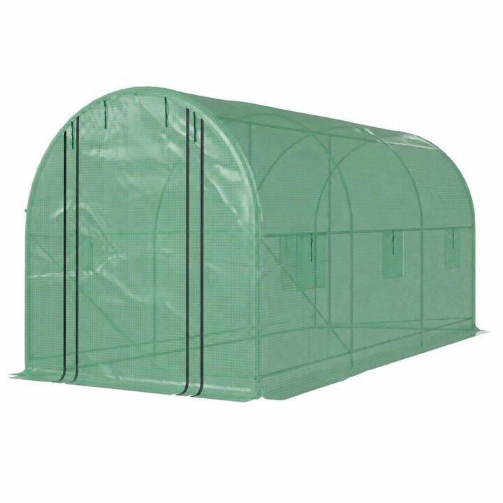 WOW PIONEER Spacious Walk-in Tunnel Greenhouse with Reinforced Support Rods for Outdoor Gardening and Plant Cultivation