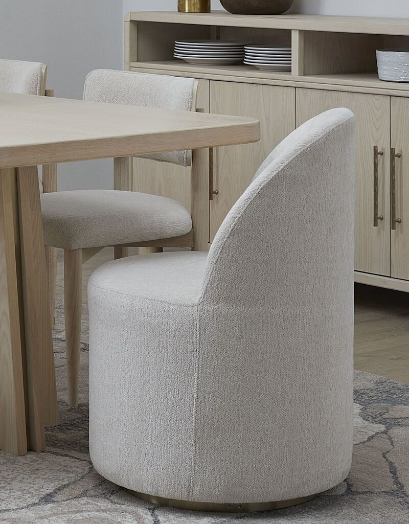 Zinnia Fully Upholstered Swivel Chair in Dune Chenille