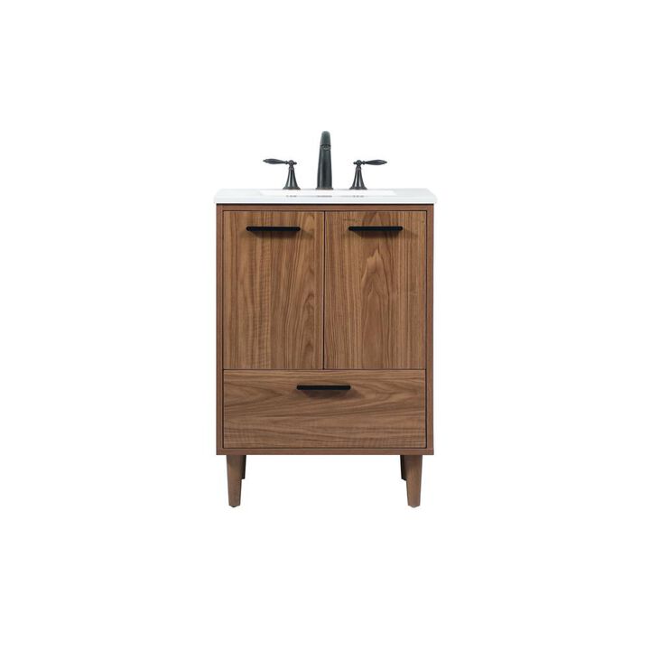 Elegant Kitchen and Bath 24 inch Single bathroom vanity in walnut brown