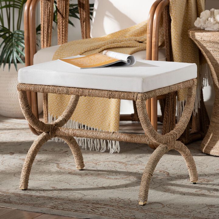 bali & pari Maliyah Japandi Natural Seagrass Ottoman