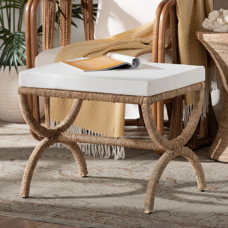 bali & pari Maliyah Japandi Natural Seagrass Ottoman