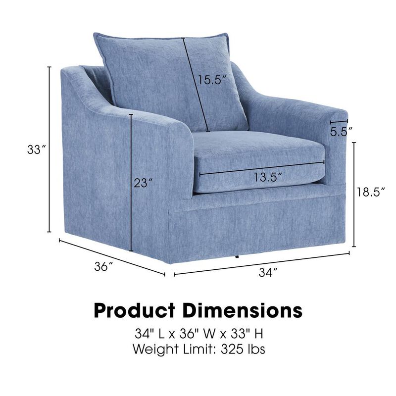 New Classic Furniture Sylvie Blue Slate Polyester Fabric Accent Swivel Chair