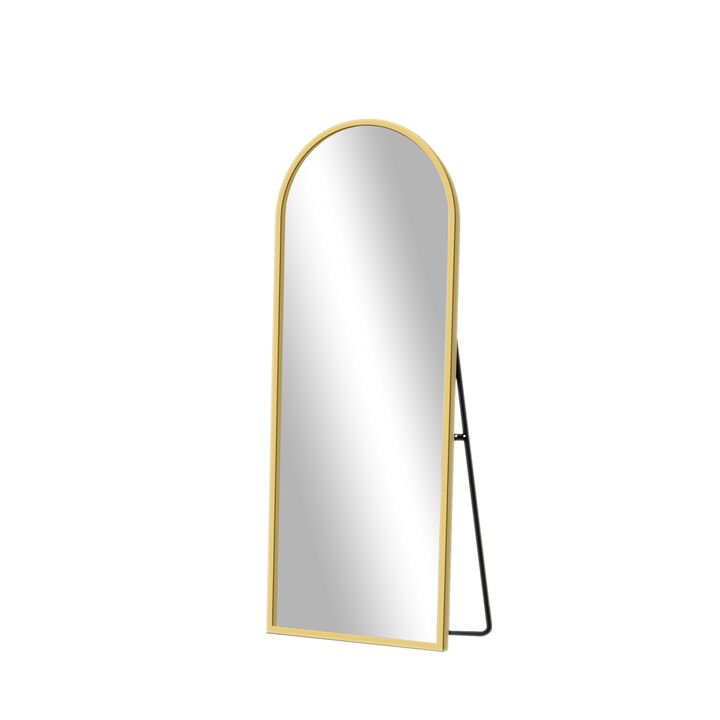 Arched Aluminum Full Length Mirror, Wall Floor Mirror for Bedroom Living Room Entryway