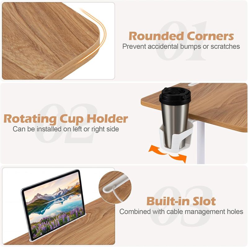 Mobile Rolling Standing Desk with Adjustable Height Cup Holder and Storage Basket image number 7