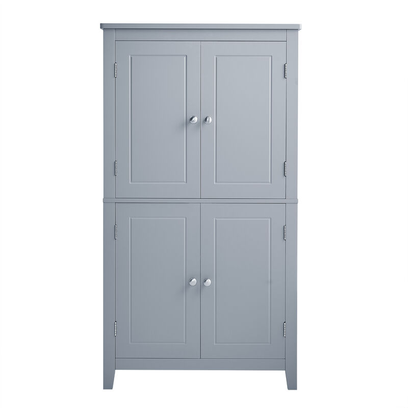 Whisen Elegant Bathroom Floor Storage Cabinet, Freestanding Cabinet with 4 Doors and Adjustable Shelf