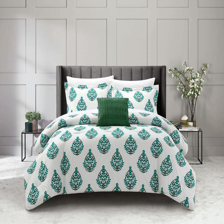 Chic Home Clarissa Comforter Set Floral Medallion Print Design Bed In A Bag Bedding Green