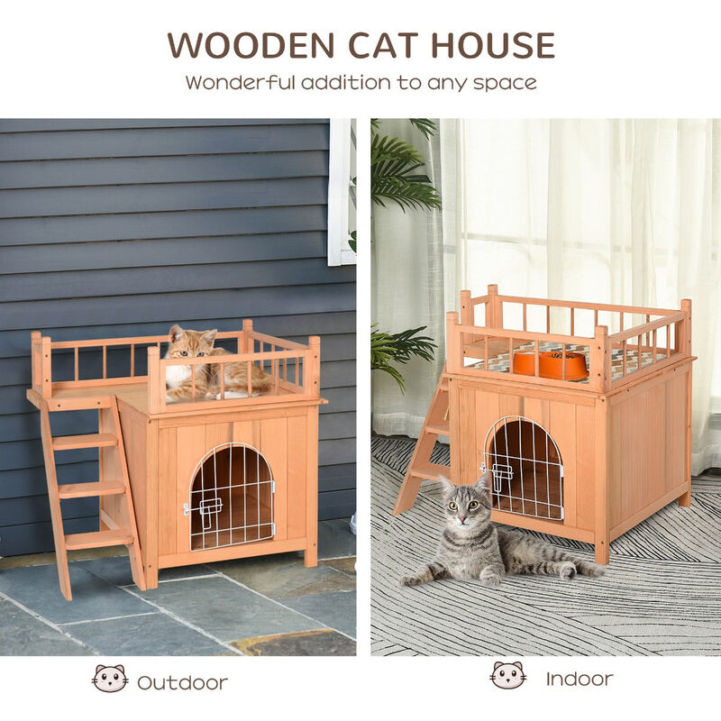 Feline Treehouse: 2-Story Outdoor Cat Sanctuary with Balcony