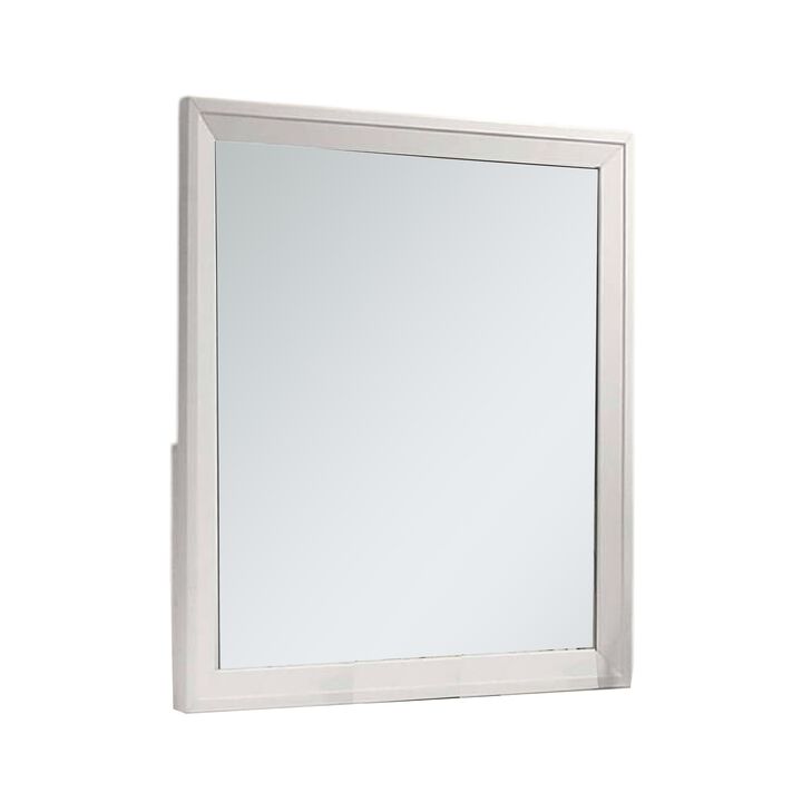 Tory Dresser Mirror, 36 Inch Rectangular, Classic White Solid Wood