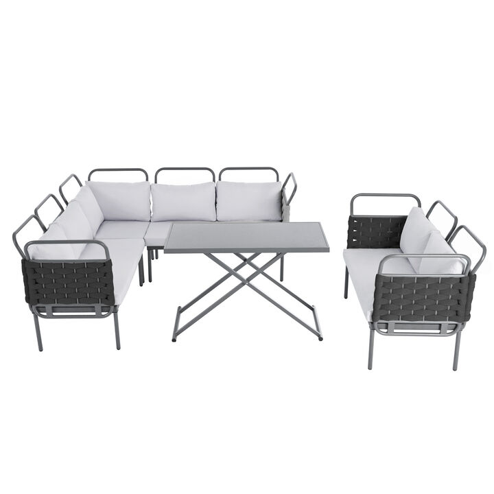 Merax Modern Patio Sectional Sofa Table Set
