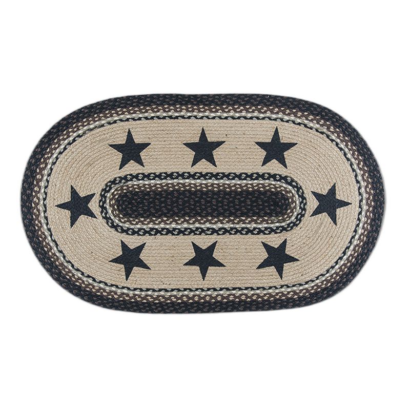 Earth Rugs Op-313 Black Stars Oval Patch 27 Inch X 45 Inch image number 0