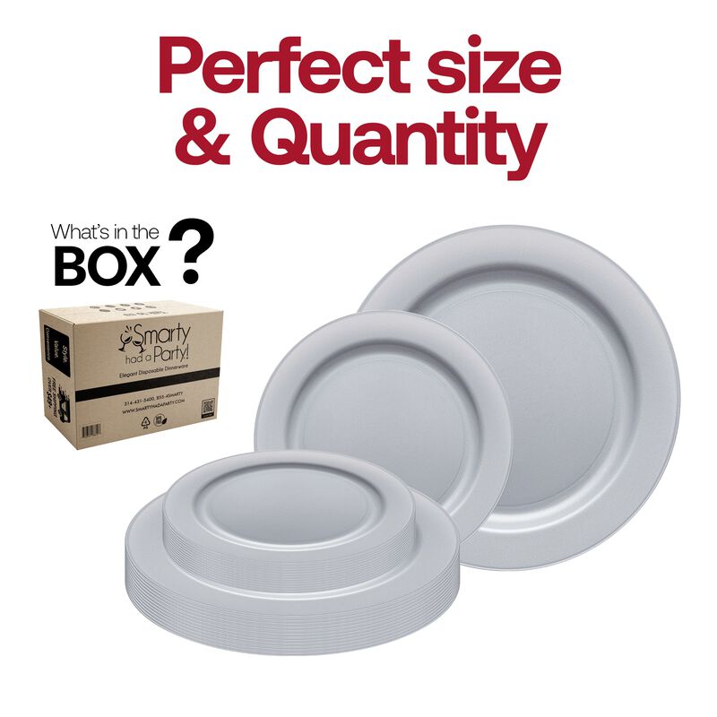 Matte Steel Gray Round Plastic Dinnerware Value Set (40 Sets) image number 4