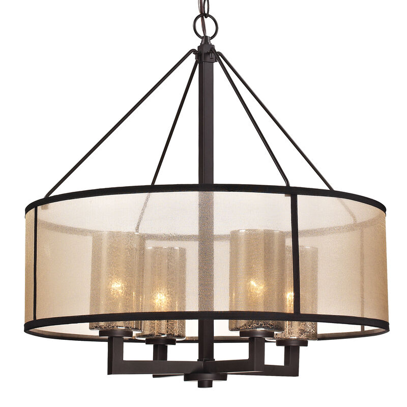Diffusion 24'' Wide 4-Light Bronze Chandelier image number 7