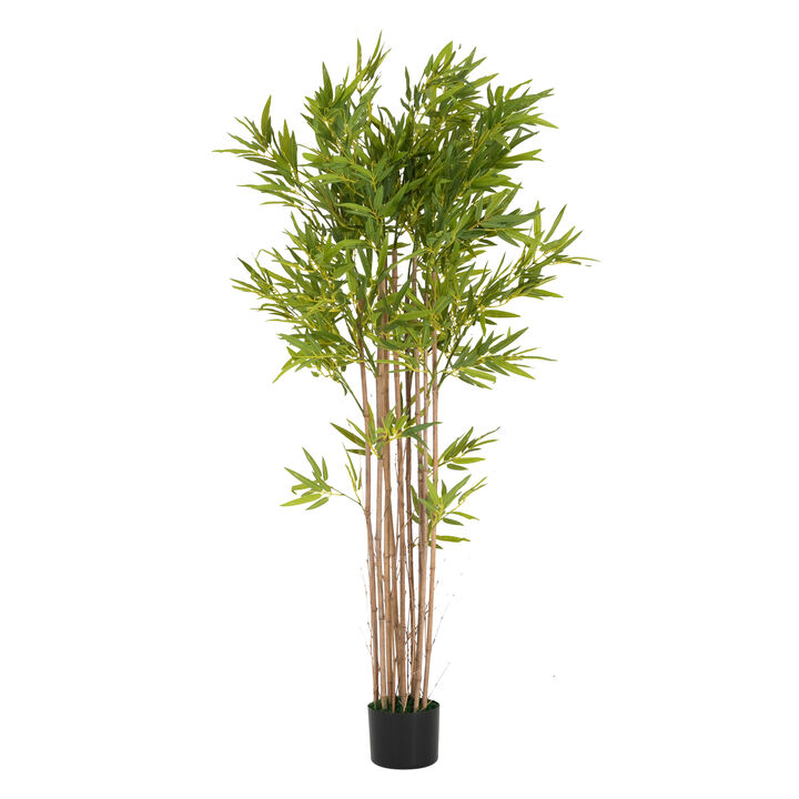 Christopher Knight Home Gael 70"H Modern Indoor Artificial Bamboo with Black Plastic Pot