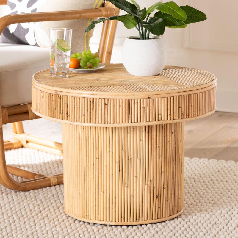 Bali & Pari Iryna Modern Bohemian Natural Rattan End Table