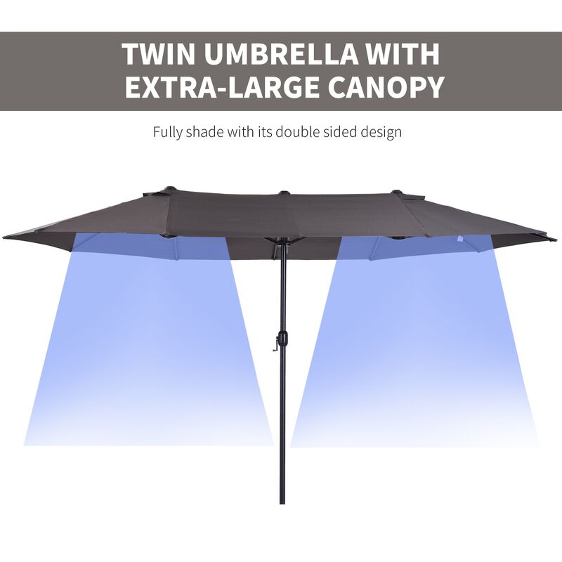 Gray Sun Umbrella: 15ft Double-Sided Patio Umbrella with Crank