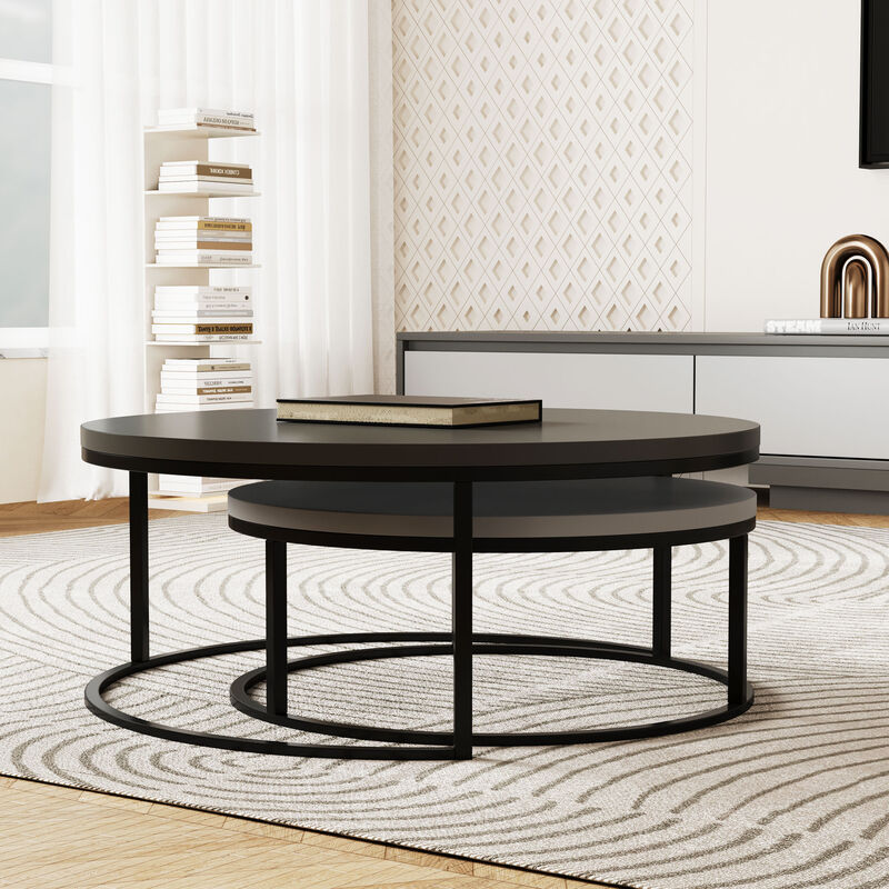 Round nesting coffee tables 2-piece