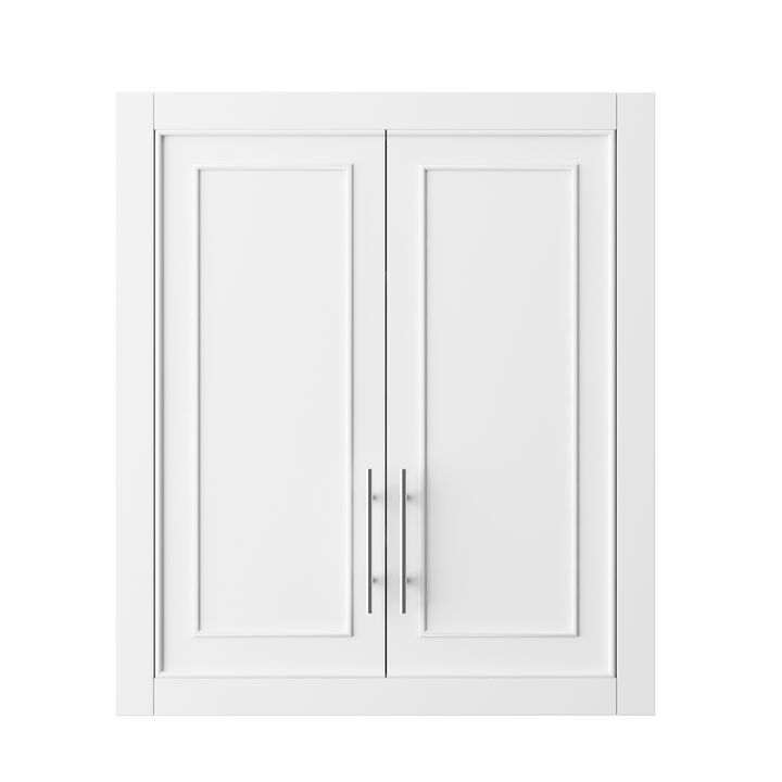 Bathroom Kitchen Wall Cabinet, Medicine Cabinet with Doors and Shelves, White