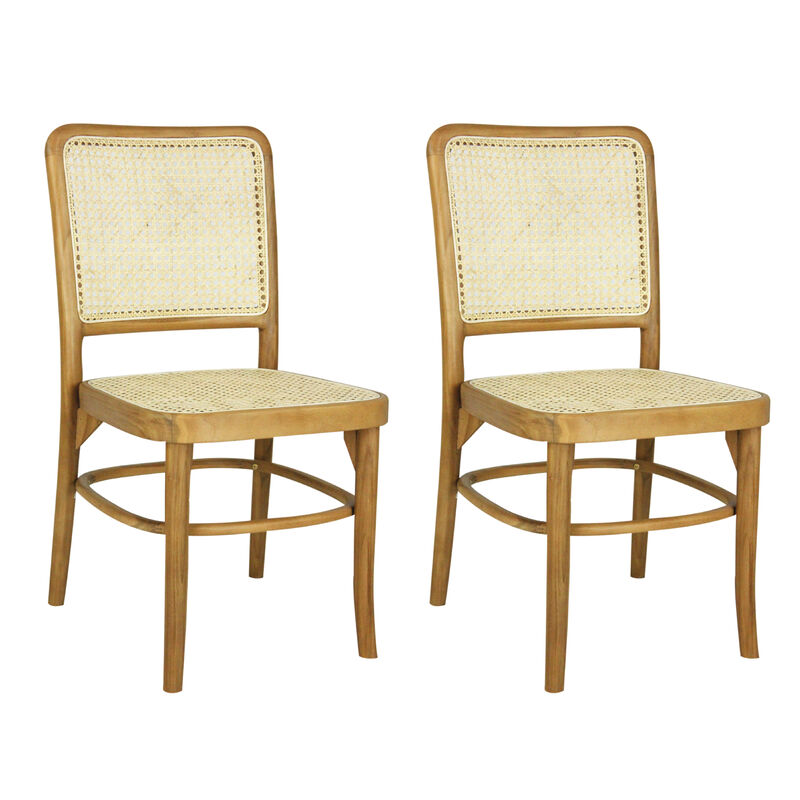 Colmar Mid-Century Vintage Wood Rattan Dining Chair