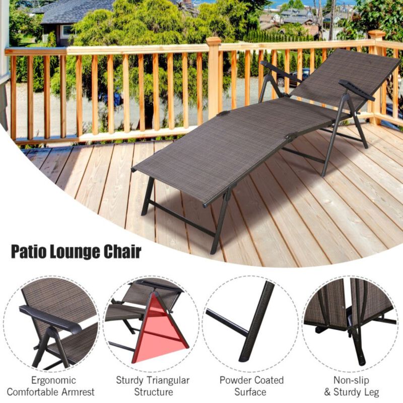 Adjustable Chaise Lounge Chair with 5 Reclining Positions