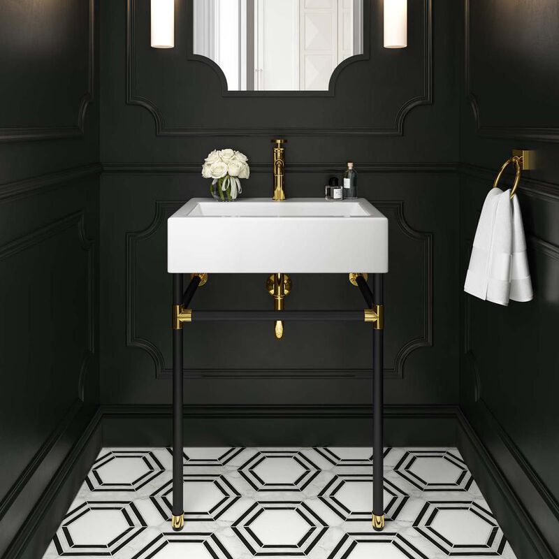 Modway Redeem 24 Wall-Mount Black Stainless Steel Bathroom Vanity