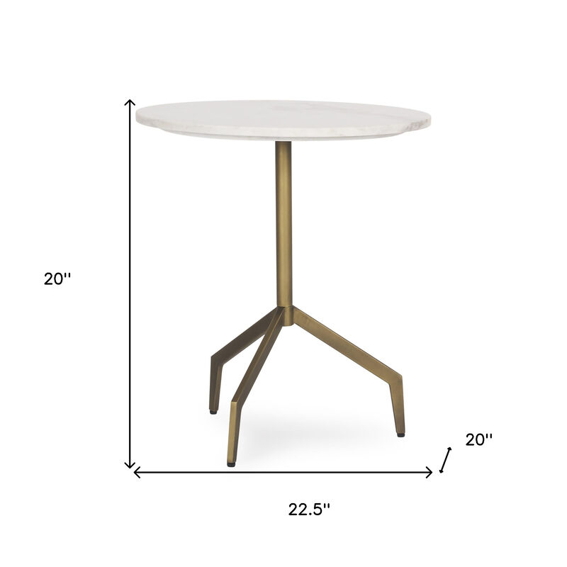 HomeRoots 20" White and Gold Stone and Iron Oval End Table image number 4