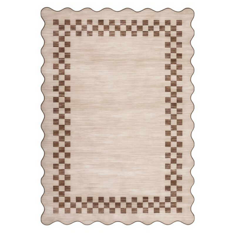 Washable Rugs Modern Geometric Scalloped Throw Carpet for Living Room Stain Resistant Throw Carpet with NonSlip Backing for Nursery Apartment image number 0