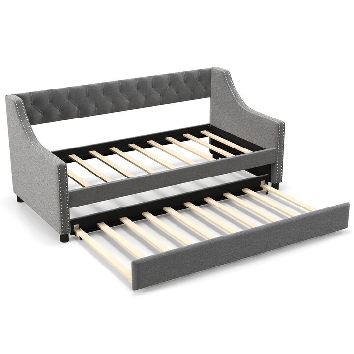 Curved Arm Daybed with Trundle – Sofa Bed for Living Room, Guest Room, or Bedroom