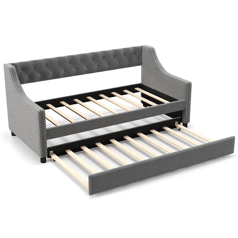 Curved Arm Daybed with Trundle – Sofa Bed for Living Room, Guest Room, or Bedroom