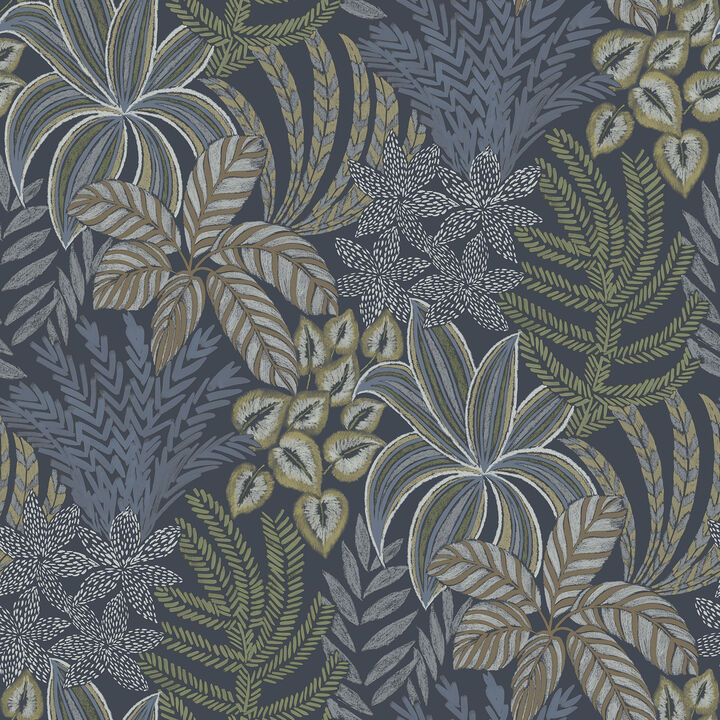 Sumner Navy Woodland Botanical Wallpaper