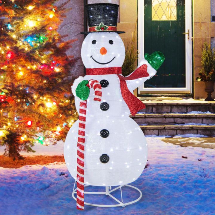 Hivvago 5 Feet Pop-up Christmas Snowman with 180 LED Lights