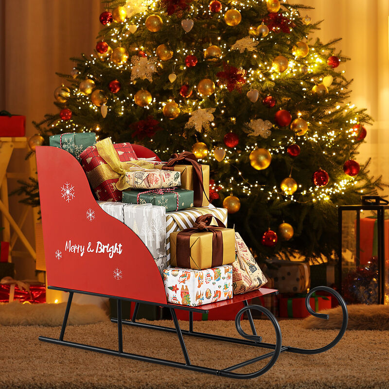 Christmas Santa Sleigh Basket with Metal Frame for Gift Storage and Decor image number 3