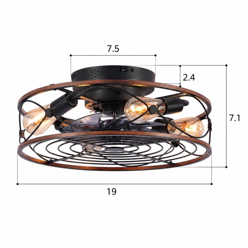 Caged Flush Mount Ceiling Fan image number 1