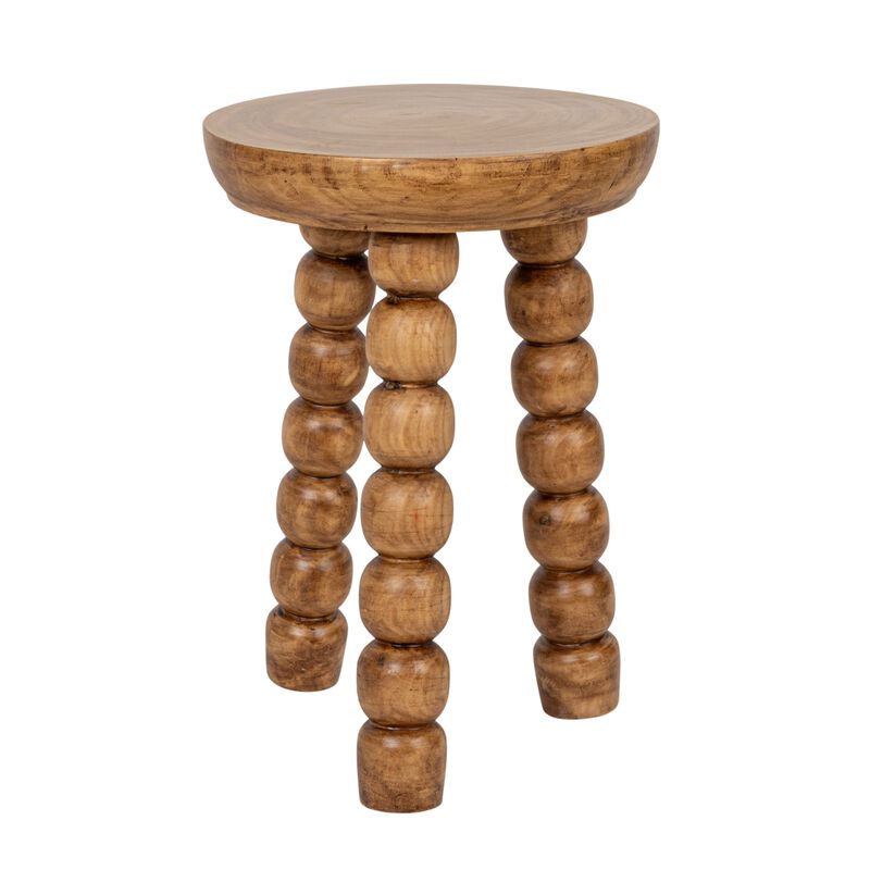 Paulownia Wood Bead Ball Tri-Pod Accent Table image number 0