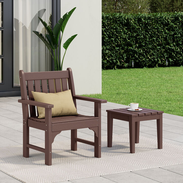WestinTrends Outdoor Patio 2-Piece HDPE Adirondack Garden Chair with Square Adirondack Side Table Set