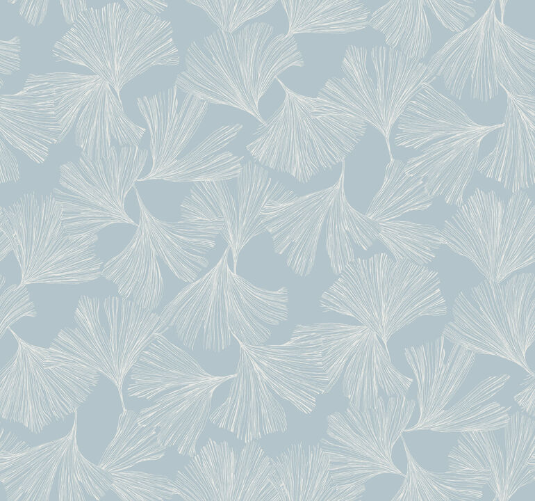 Gingko Toss Blue Wallpaper