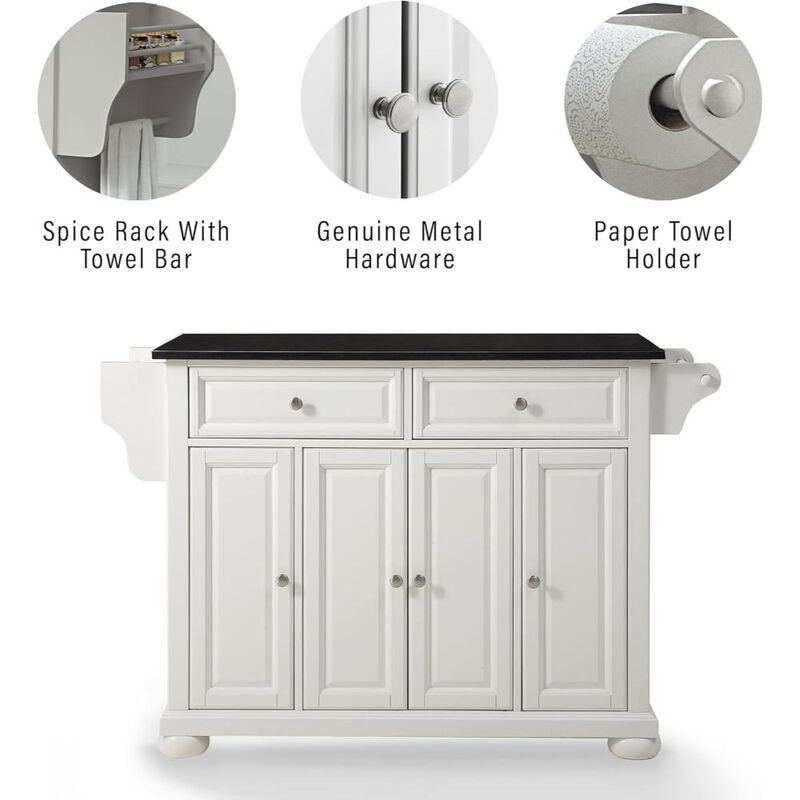 Alexandria Granite Top Full Size Kitchen Island/Cart