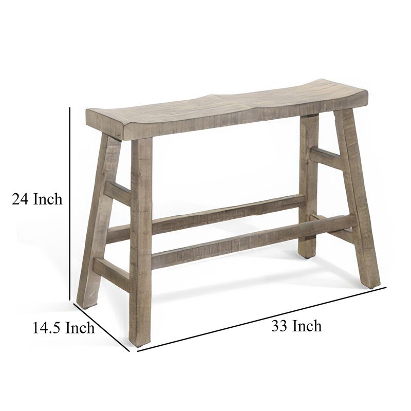 Rena Counter Height Bench, 33 Inch Light Brown Mahogany Wood Frame - Benzara